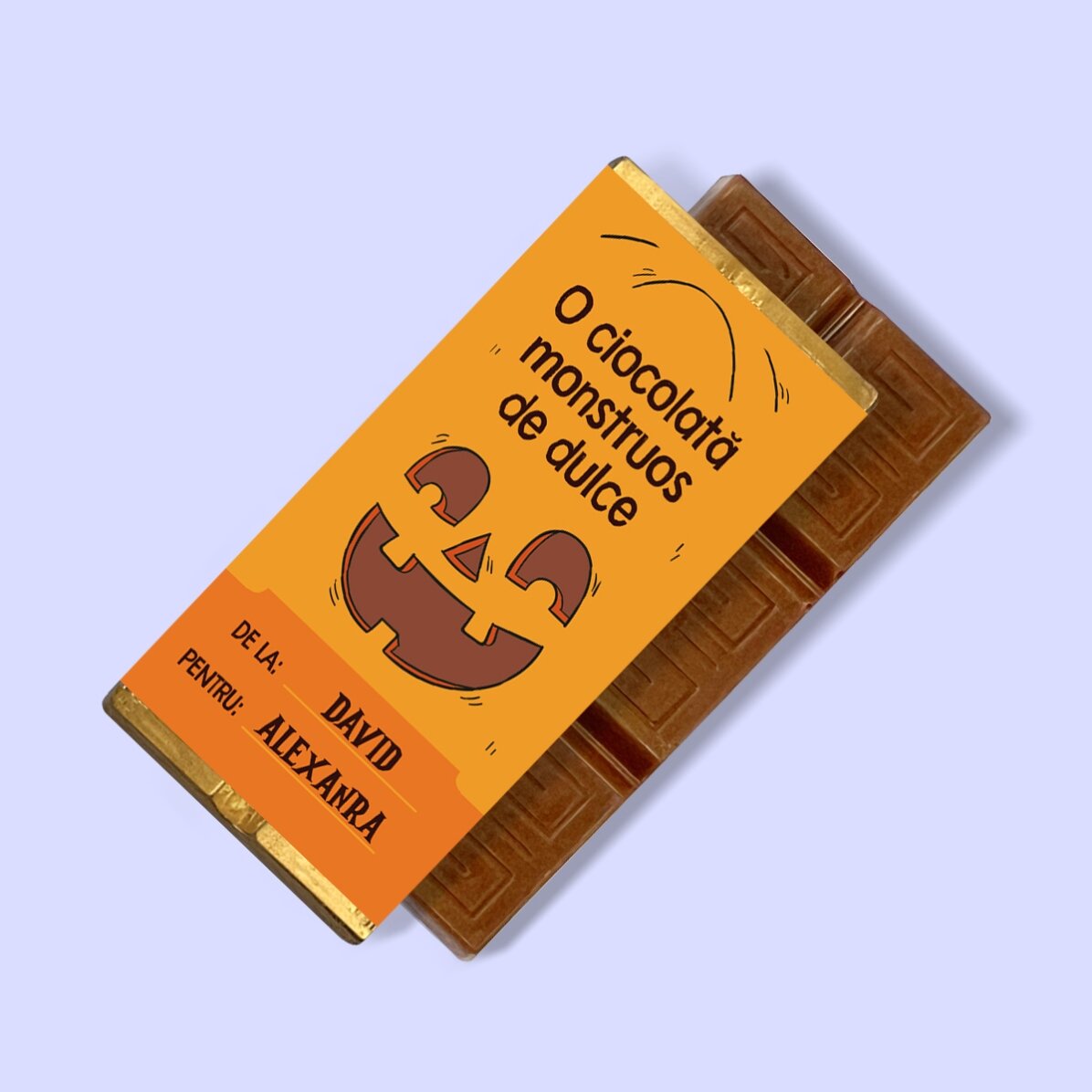 Mini tabletă de ciocolată personalizată cu text - Monstruos de dulce