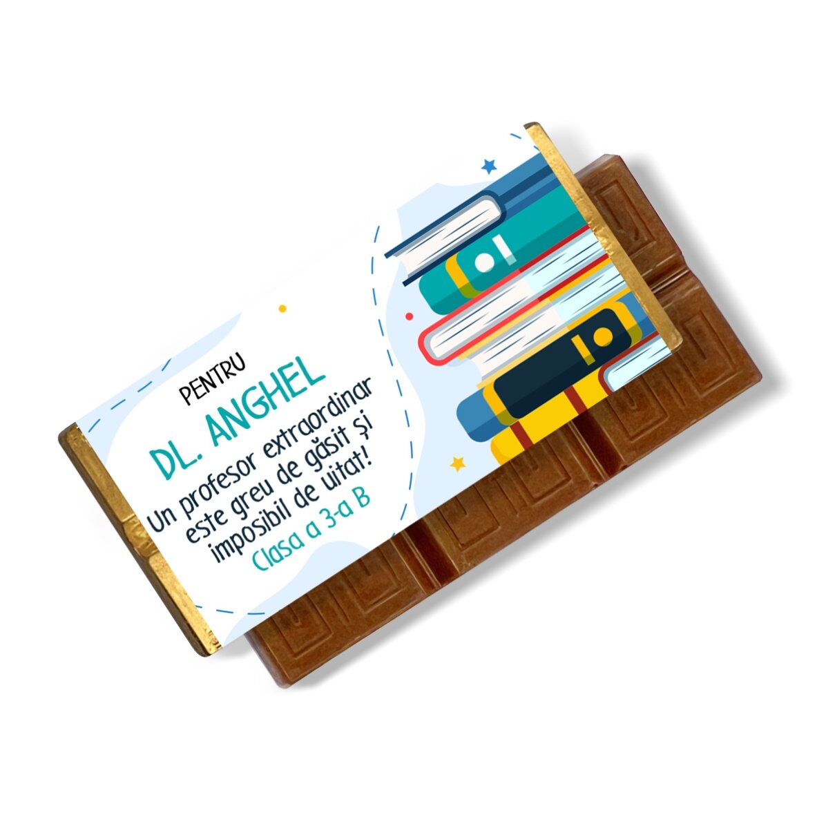 Mini tabletă de ciocolată personalizată cu text pentru profesori