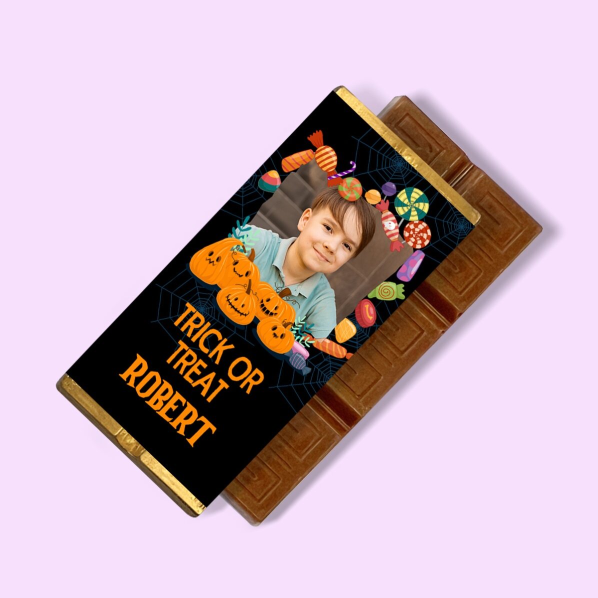 Mini tabletă de ciocolată personalizată cu text și poză - Halloween