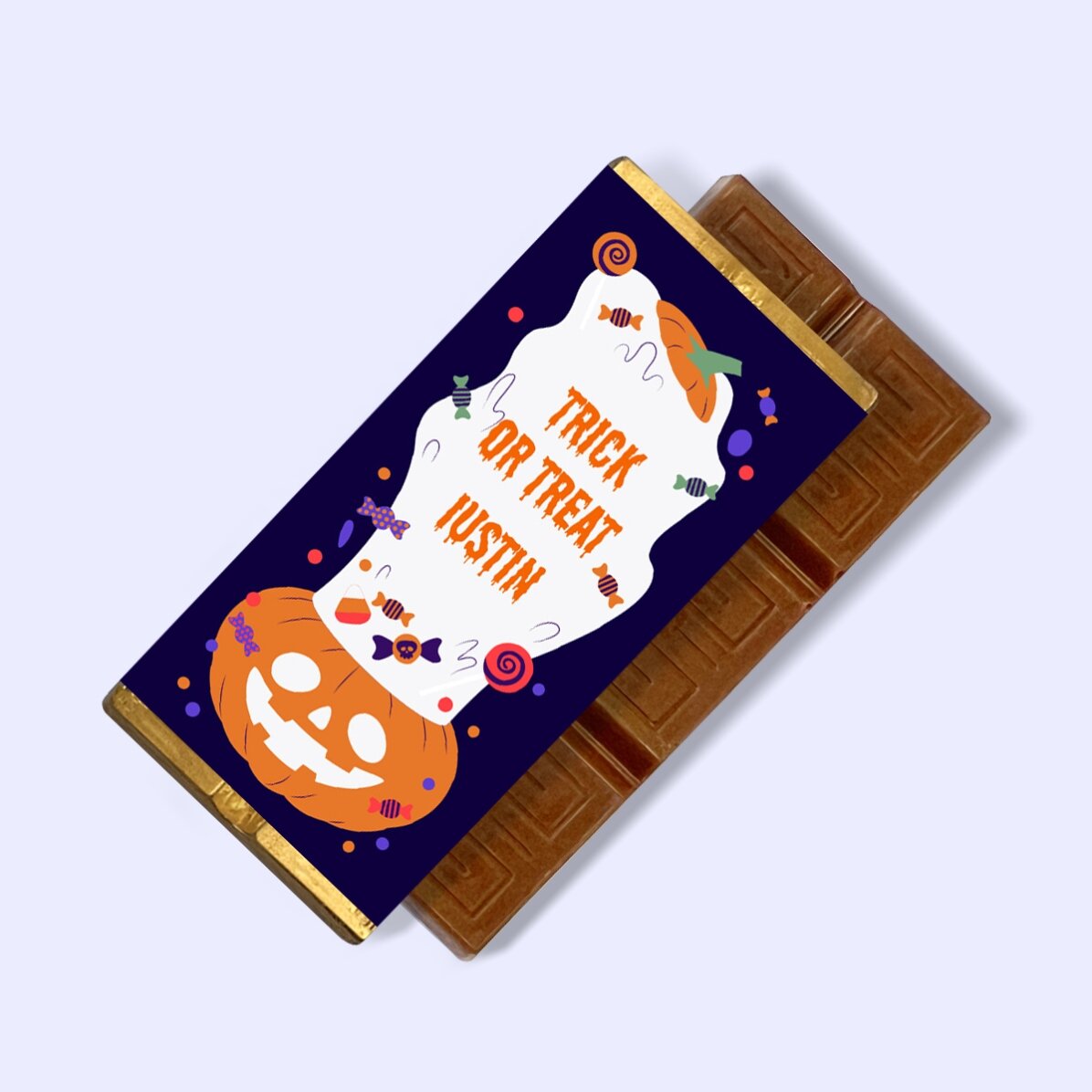 Mini tabletă de ciocolată personalizată cu text - Trick or treat
