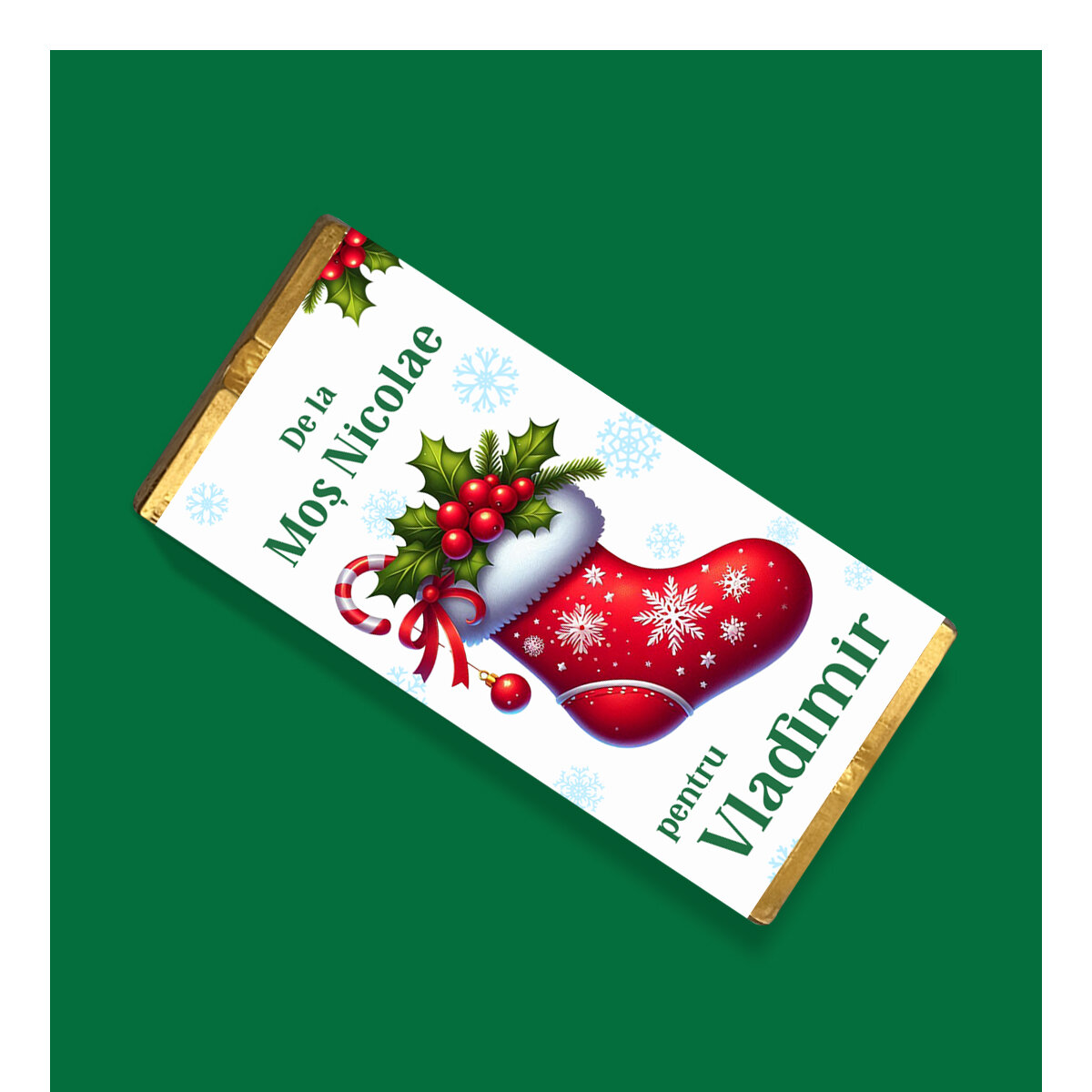 Mini tableta de ciocolată personalizată de Moș Nicolae