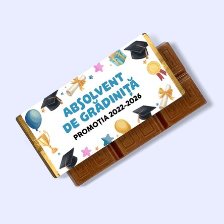 Mini tabletă de ciocolată personalizată pentru copii cu mesaj - Absolvent de grădiniță