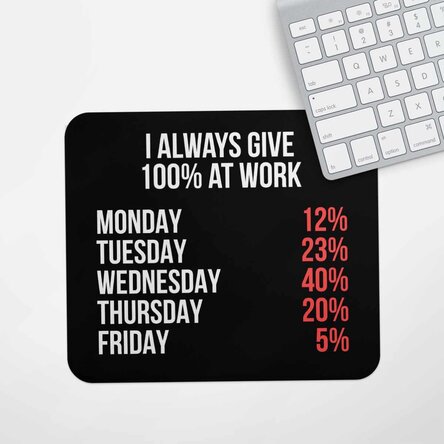Mouse pad personalizat cu text - 100% at work