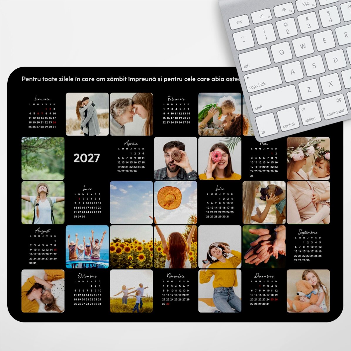 Mouse pad XL personalizat cu poze și mesaj - Calendar