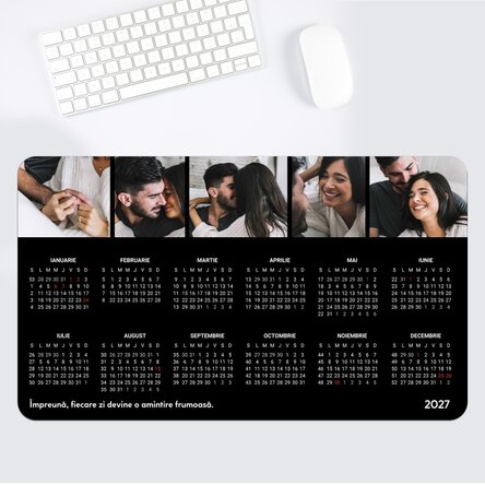 Mouse pad XXL personalizat cu calendar, 5 poze și mesaj