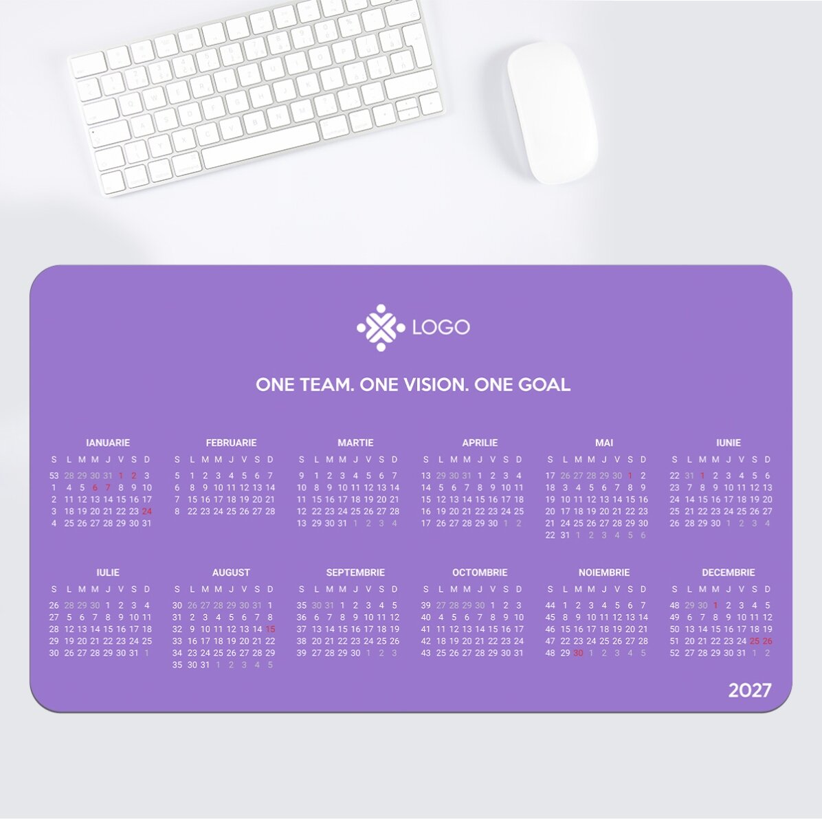 Mouse pad XXL personalizat cu calendar, mesaj și logo