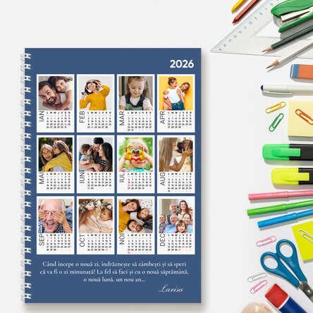 Notebook personalizat cu 12 poze și text - Calendar
