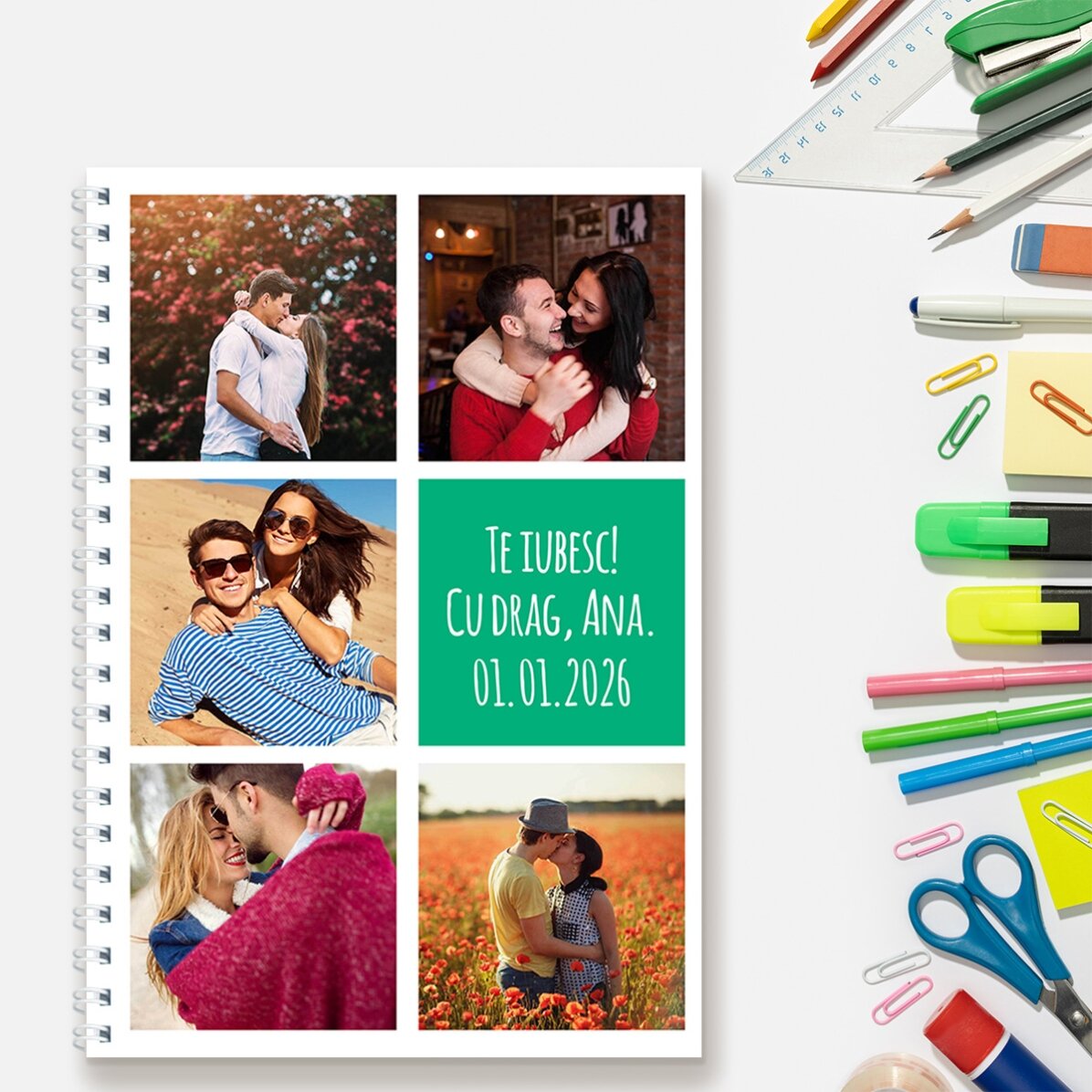 Notebook personalizat cu 5 poze și text