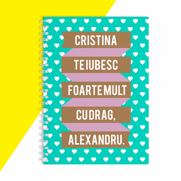 Notebook personalizat - Ribbon & Hearts