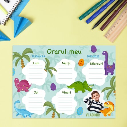 Orar personalizat cu o poză și text - Dino