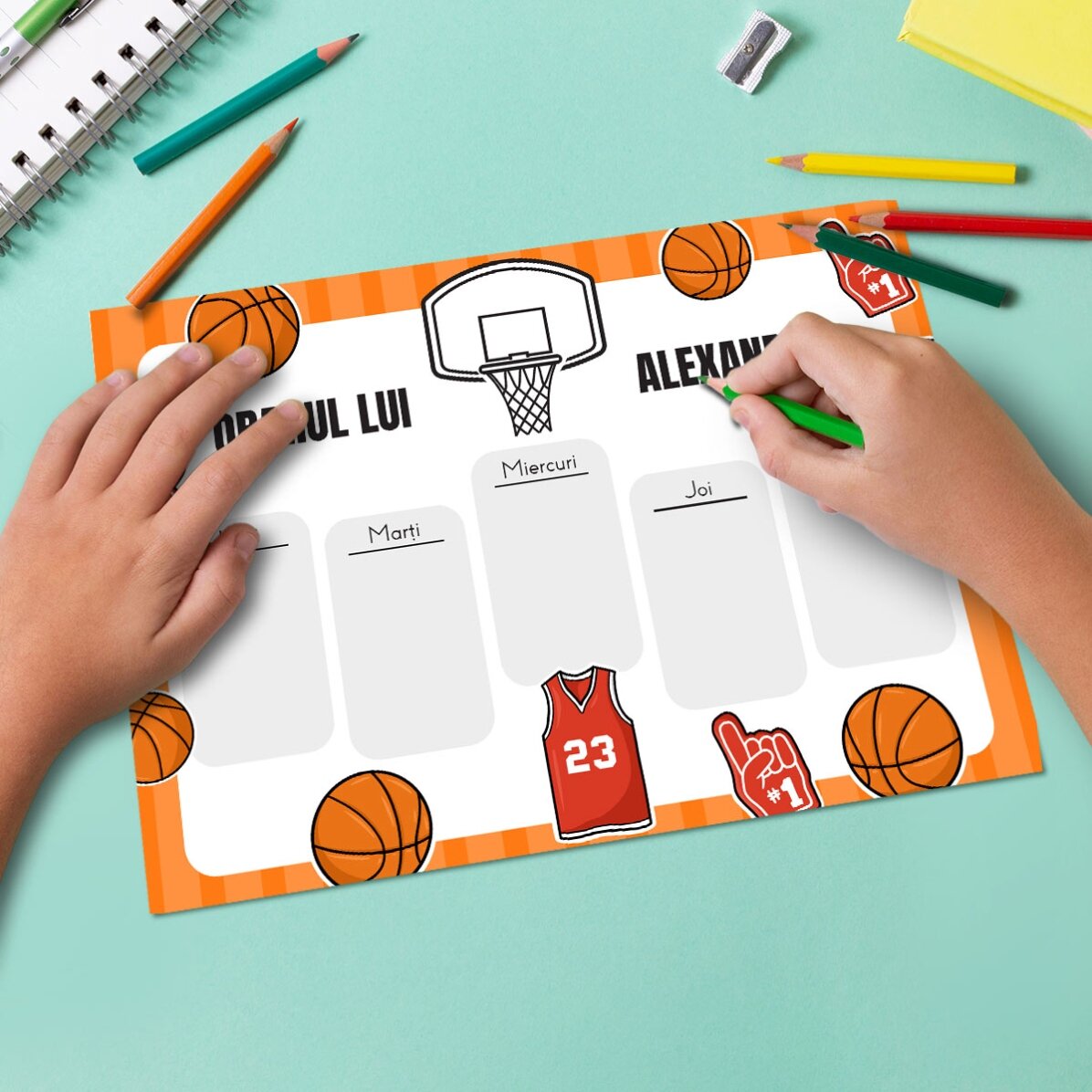 Orar personalizat cu text - Baschet