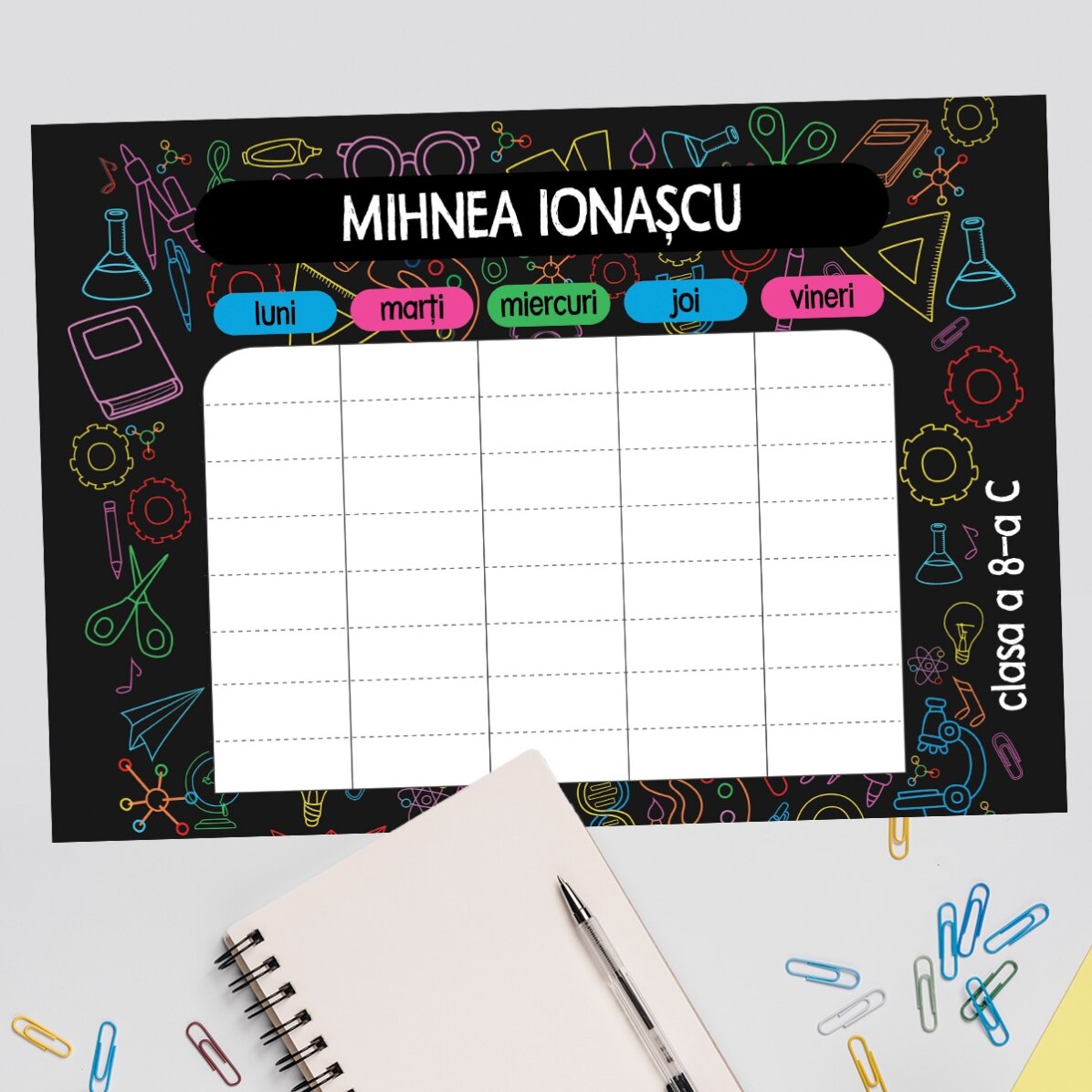 Orar personalizat cu text - Colors