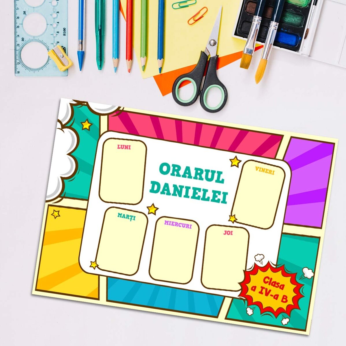 Orar personalizat cu text - Comics