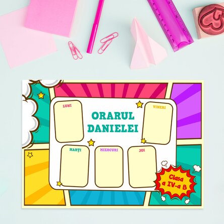 Orar personalizat cu text - Comics