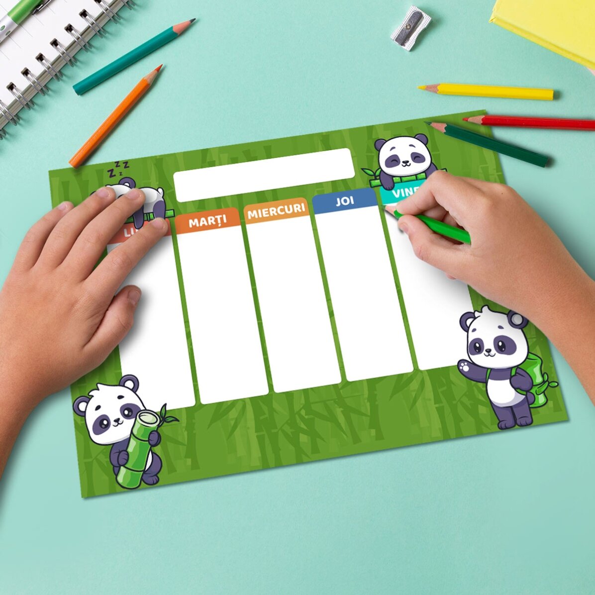 Orar personalizat cu text - Cute Panda