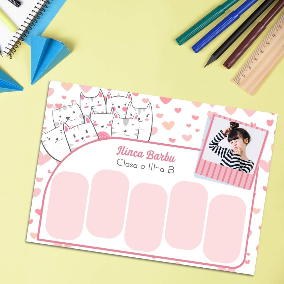 Orar personalizat cu text și poză - Kitty