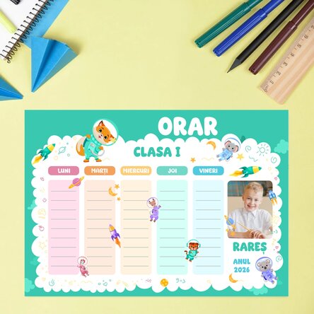 Orar personalizat cu text și poză - Micii școlari