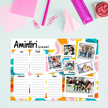 Orar personalizat cu text și poze - Amintiri din școală