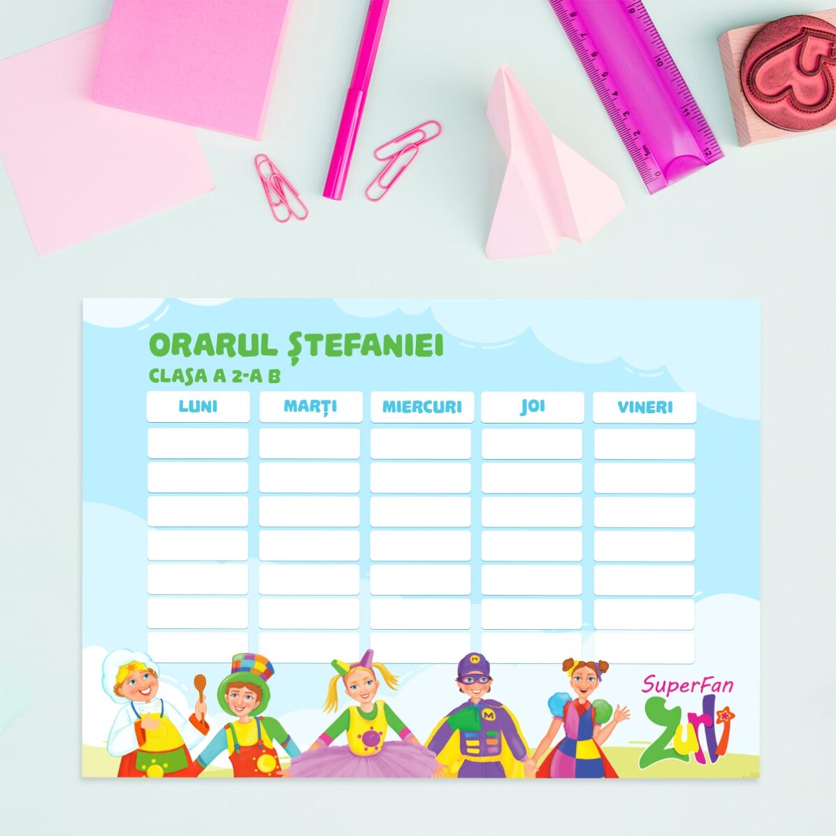 Orar personalizat cu text - SuperFan Zurli