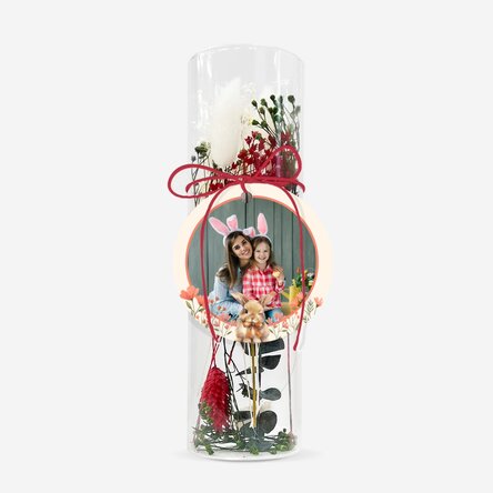 Ornament din sticlă cu flori prezervate personalizat cu poză - Bunny