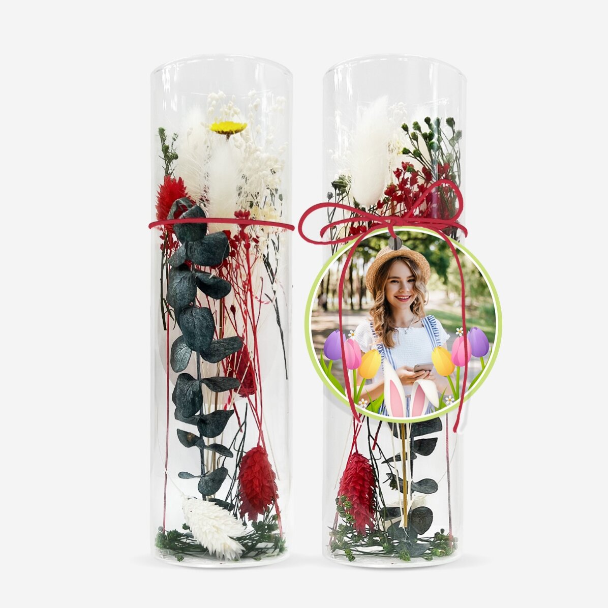 Ornament din sticlă cu flori prezervate personalizat cu poză - Easter