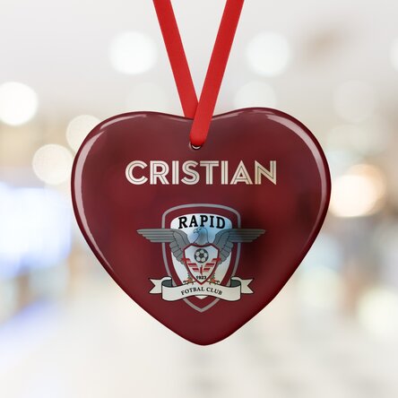 Ornament inimă FC Rapid personalizat cu nume