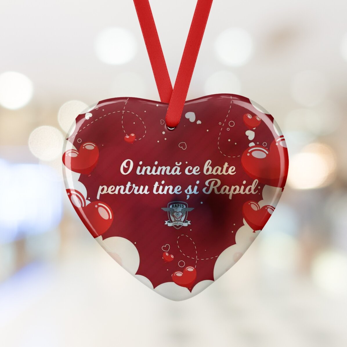Ornament inimă FC Rapid personalizat cu text - Valentine