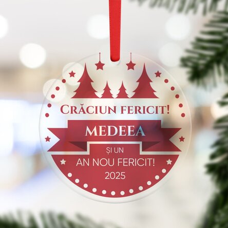 Ornament rotund personalizat cu mesaj - Crăciun