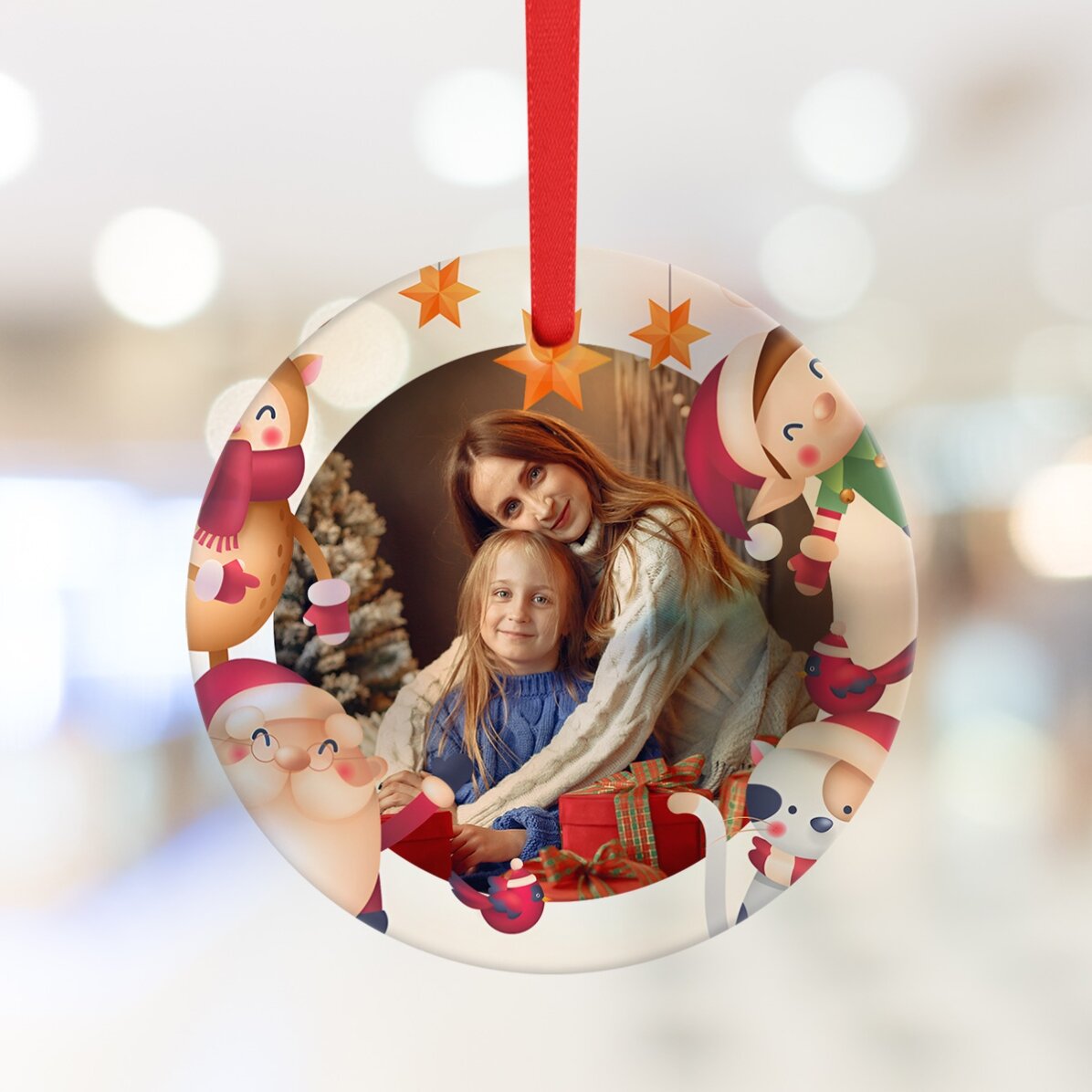 Ornament rotund personalizat cu poză - Christmas