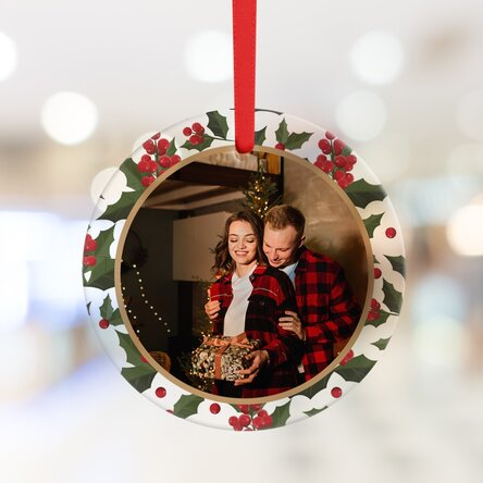 Ornament rotund personalizat cu poză - Floral