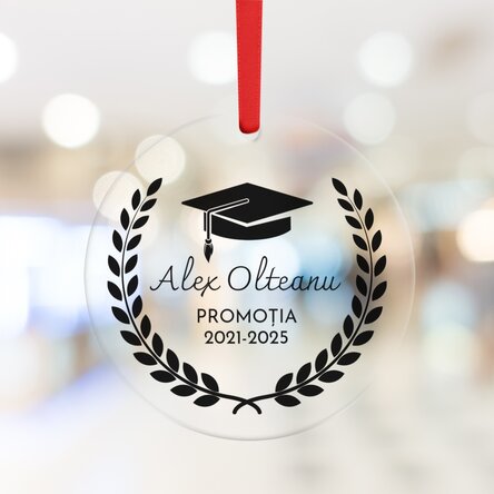 Ornament rotund personalizat cu text - Absolvire
