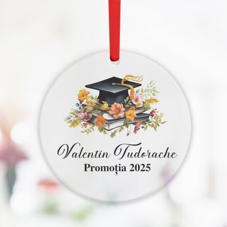 Ornament rotund personalizat cu text de Absolvire