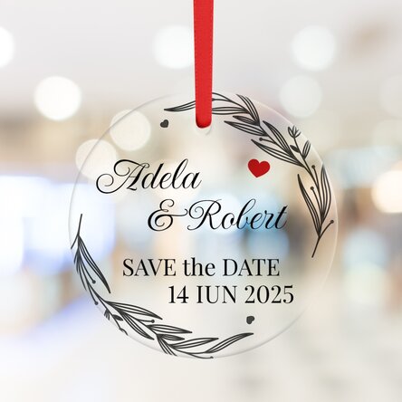 Ornament rotund personalizat cu text - Save our date