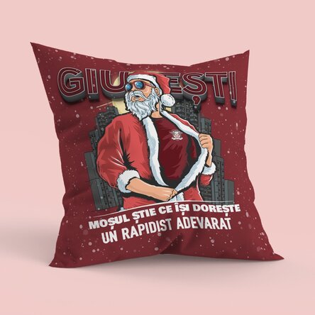 Pernă FC Rapid 1923 personalizată cu text, format mare - Moșul din Giulești