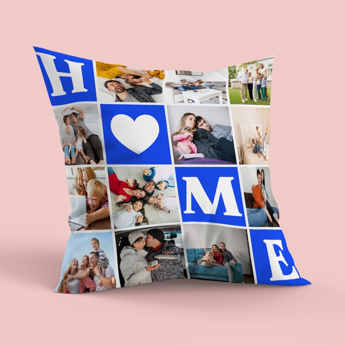 Pernă personalizată cu 12 poze, format mare - Home