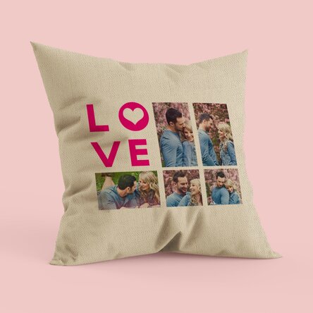 Pernă personalizată cu 5 poze - model love - In