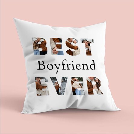 Pernă personalizată cu 8 poze și text - Best