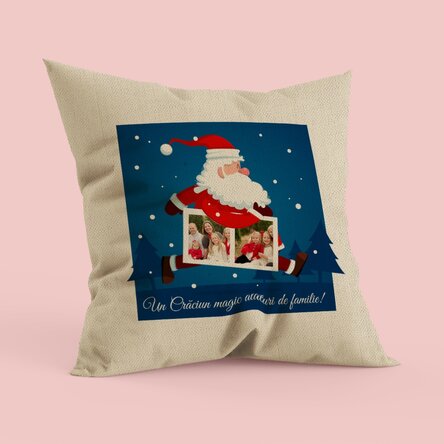 Pernă personalizată cu două poze și text- Santa Claus - In