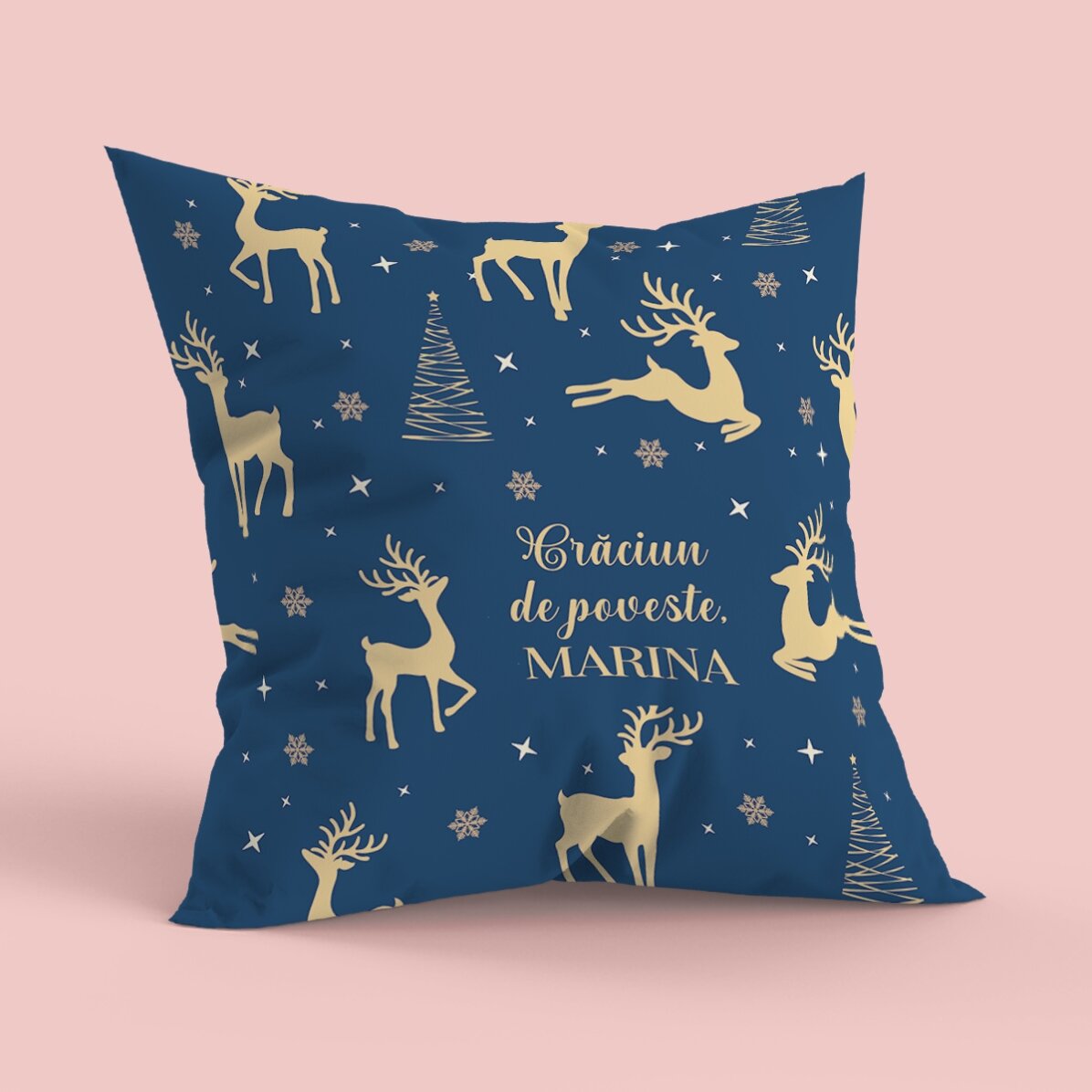 Pernă personalizată cu mesaj - Reni