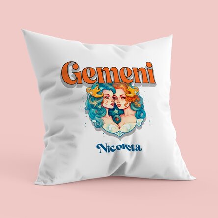 Pernă personalizată cu nume și zodie - Gemeni