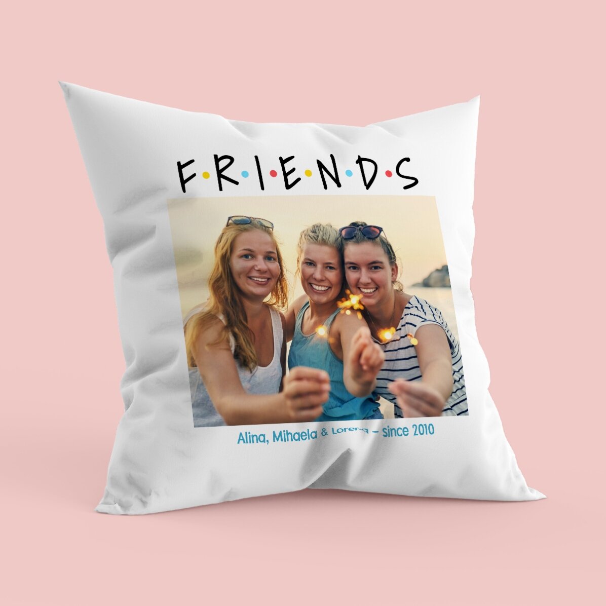 Pernă personalizată cu o poză și mesaj - FRIENDS