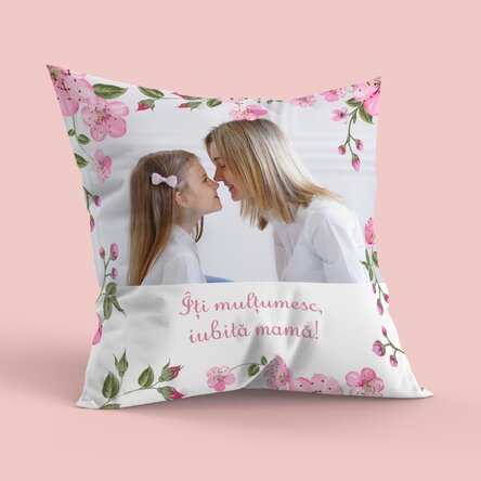 Pernă personalizată cu poză și mesaj - Primăvara mea