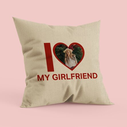 Pernă personalizată cu poză și text - I love my girlfriend - In