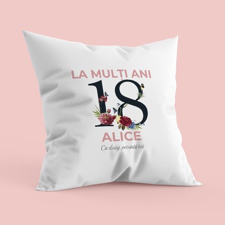 Pernă personalizată cu text - Aniversare 18