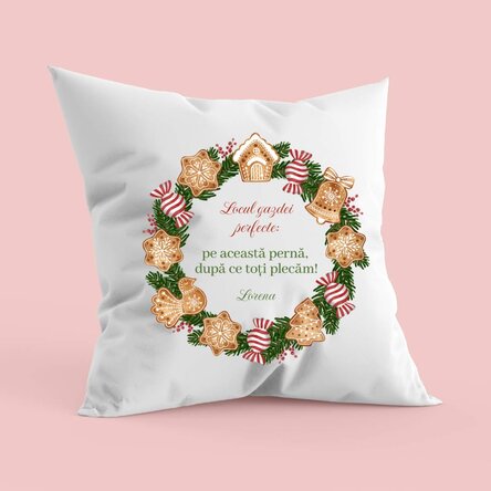 Pernă personalizată cu text - Gazda perfectă
