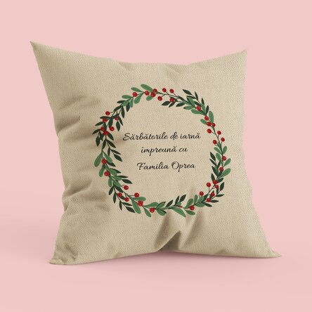 Pernă personalizată cu text - Ghirlandă de Crăciun - In