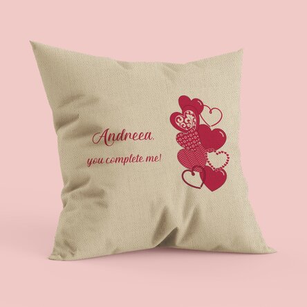 Pernă personalizată cu text- model inimioare - In