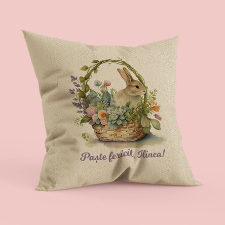 Pernă personalizată cu text - Paște fericit - In