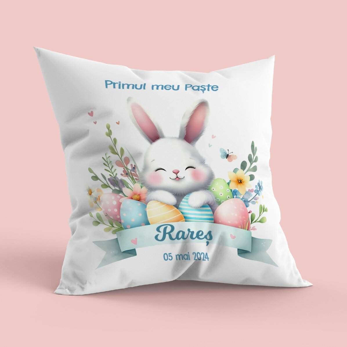 Pernă personalizată cu text - Primul meu Paște