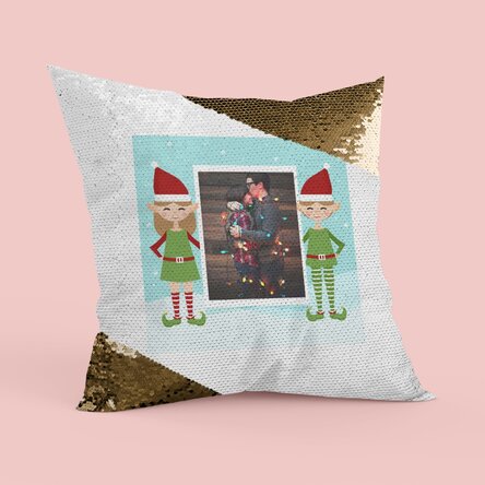 Pernă personalizată Happy Elf - Paiete aurii